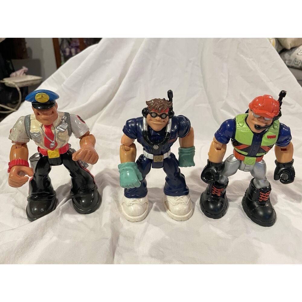 VINTAGE FISHER PRICE RESCUE HEROES MATTEL ACTION FIGURES LOT OF 3!